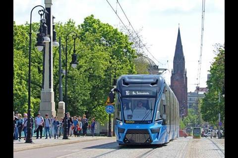A prototype Moderus Gamma tram has entered passenger service in Poznań.